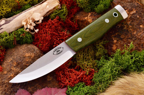 Compact Forest Knife Green Canvas Micarta Red Liners