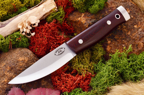 Compact Forest Knife  Maroon Linen Micarta